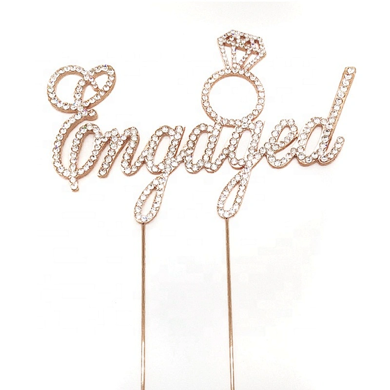 2020 Diamond Crystal Rhinestone Monogram Engaged Cake Topper