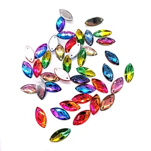 In Stock Flatback embellishments Sew on Gradient Jewelry acrylic stone  for Garment decoration