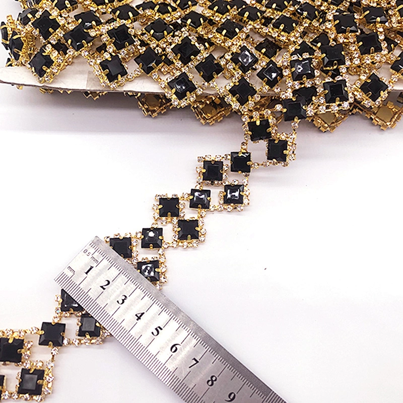 Wholesale Handmade Wedding gold diamond waist Appliques Trim for  Bridal Belt