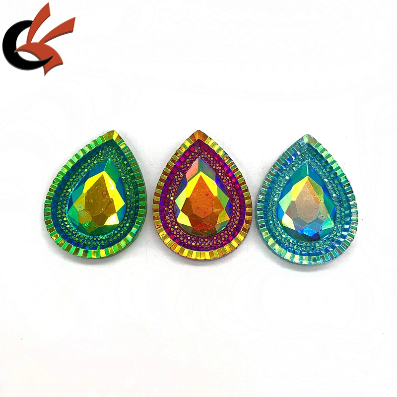 Carnival dress decoration Shinning colors AB glue on large size resin loose rhinestone gems