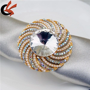 Pearl Rhinestone Table Decor Bling Wholesale Napkin Ring