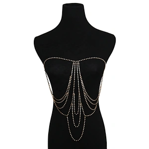 Hot Selling Rhinestone Jewelry Diamond Swimwear Accessories Rhinestone Claw Chain Body Bikini Clothing Chain