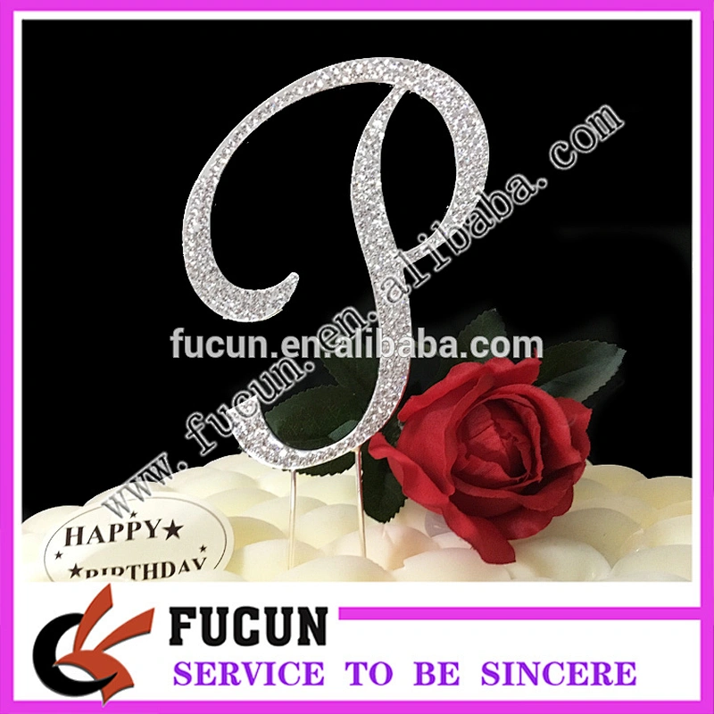fashion hot sale 12cm silver plating Crystal Rhinestone letter M cake topper