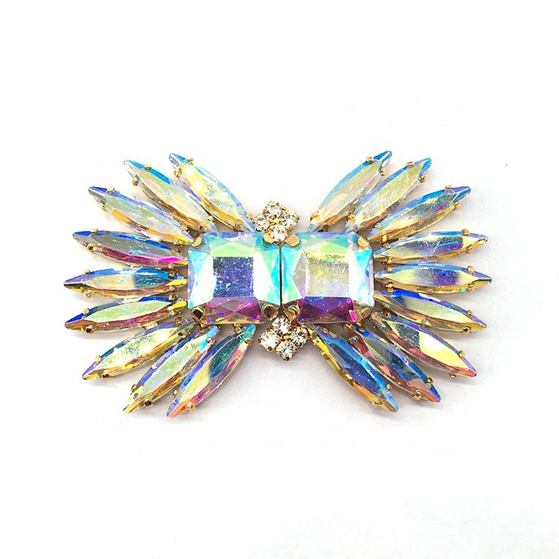 New Fashion Full Diamond Luxury Garment Making Rhinestone Applique AB Crystal Pair Design Rhinestone Buckle