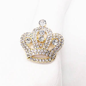 Metal Gold Silver Rhinestone Crown Shaped Stainless American Wedding Crystal Napkin Ring