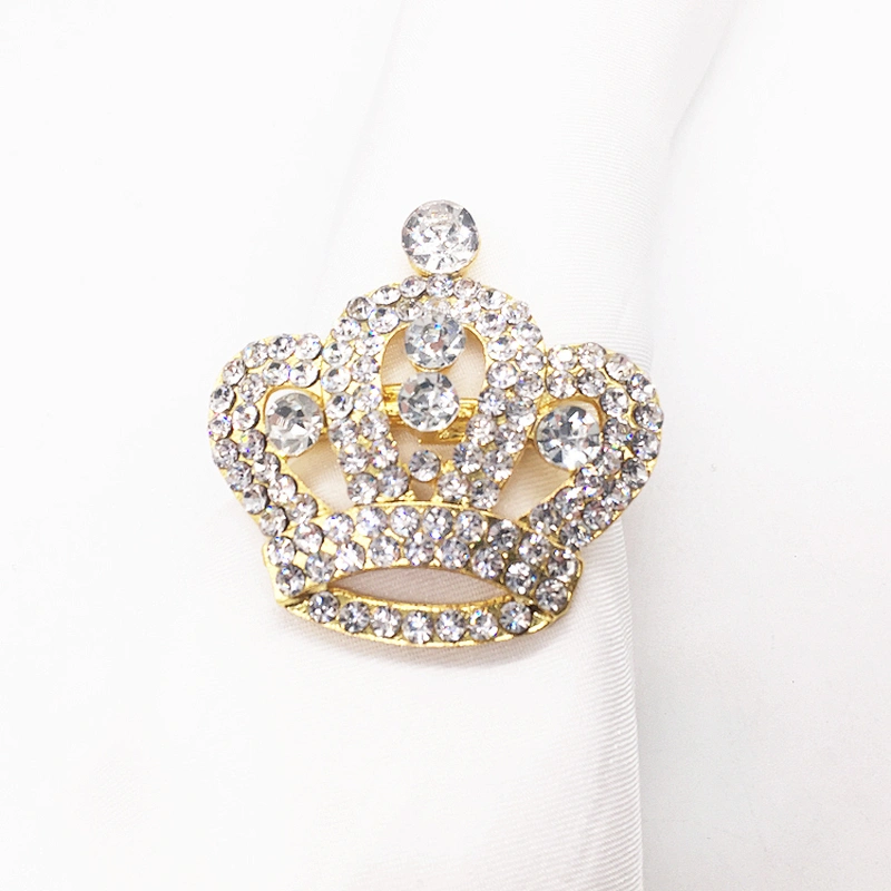 Metal Gold Silver Rhinestone Crown Shaped Stainless American Wedding Crystal Napkin Ring