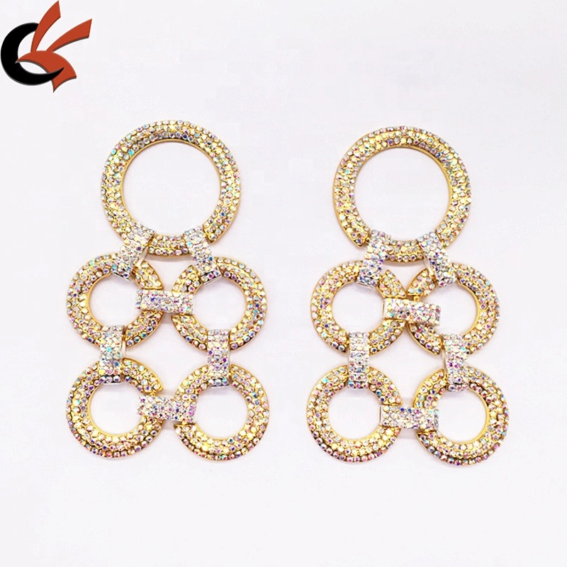 New Customize Design 2020 Alloy Metal Diamond Rhinestone Gold AB Glass Circle Crystal Bikini Connector