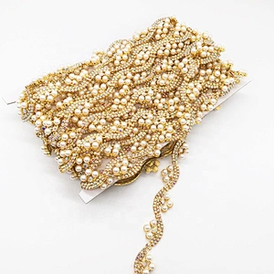 Newest Design Crystal Jewels Pearl Crystal AB Rhinestone Trimming For Festival Garment Decoration
