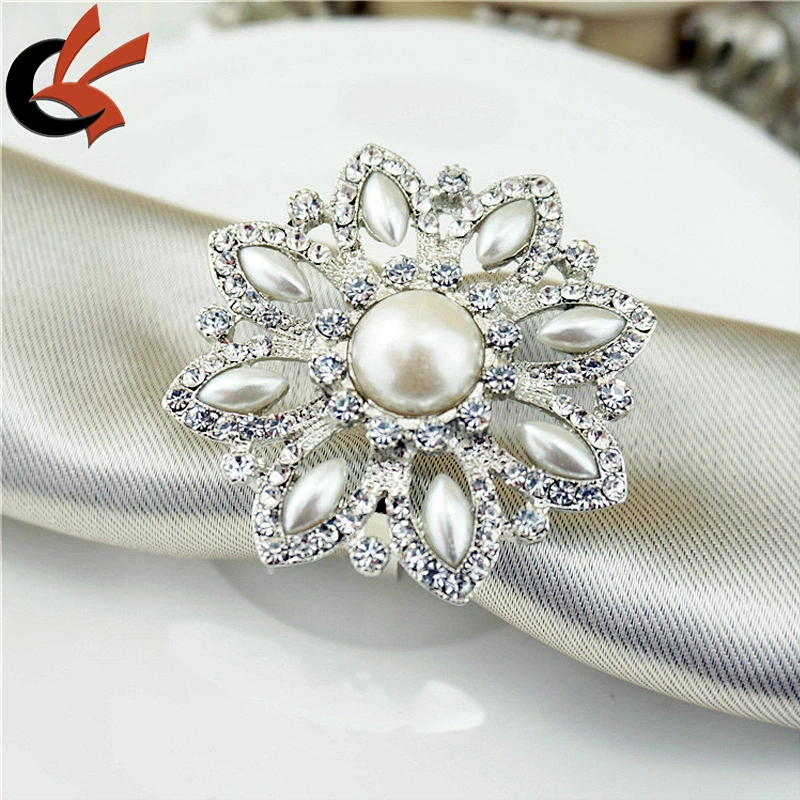 Vintage Pearl Flower Rhinestone Wedding Tablescape Supplies Napkin Ring