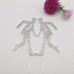 Exclusive Gay Couple Romantic Wedding Dancing Decor Rhinestone Same Sex Cake Topper