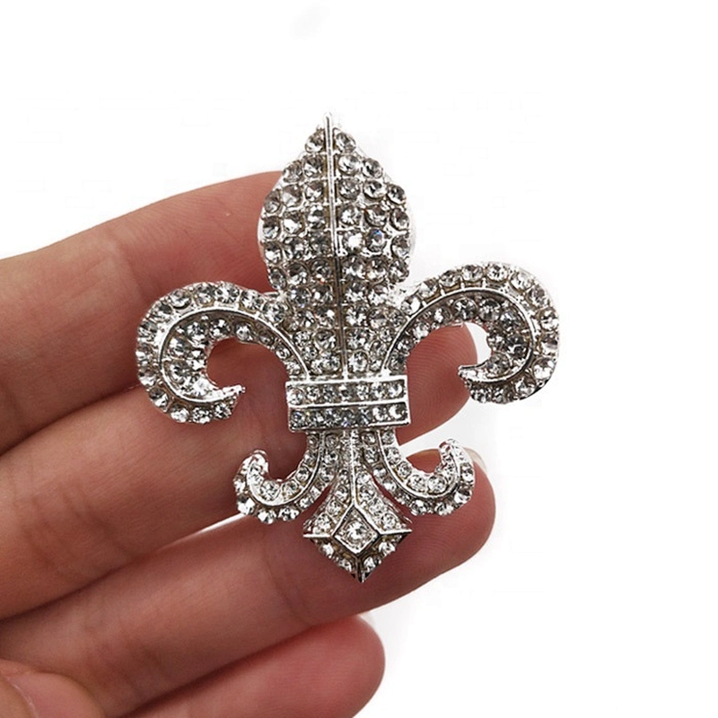 wholesale flatback rhinestone fleur de lis brooch