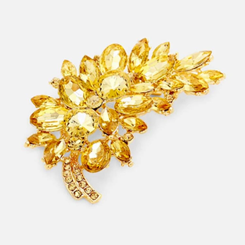 Hot selling New fashion Large stone crystal rhinestone initial brooch for dress
