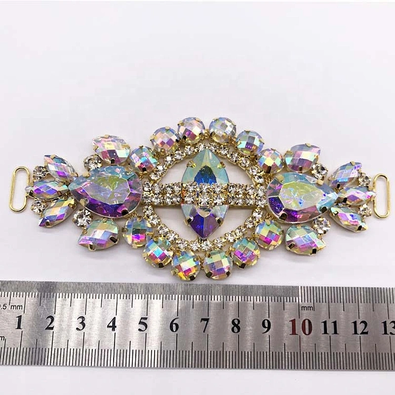 Wholesale Metal Jewelry Gold Ab Crystal Rhinestone Bikini Connector for Swimwear Accessories