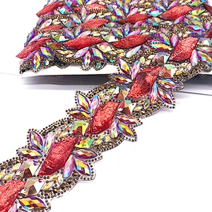 World Carnival costume decoration manufacturer red ab  rhinestone  trim
