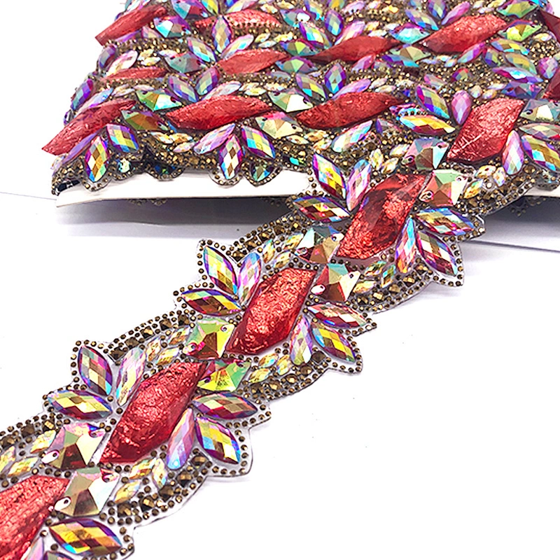 World Carnival costume decoration manufacturer red ab  rhinestone  trim