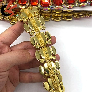 crystal rhinestone gold cup chain trims costume fashion Applique