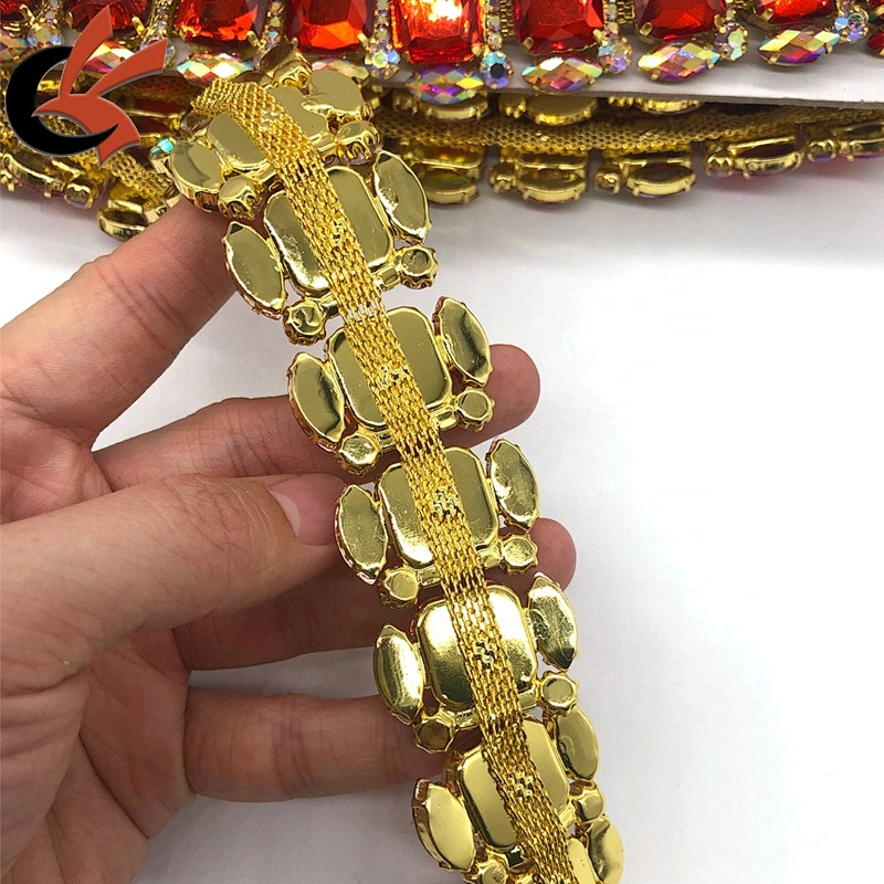 crystal rhinestone gold cup chain trims costume fashion Applique