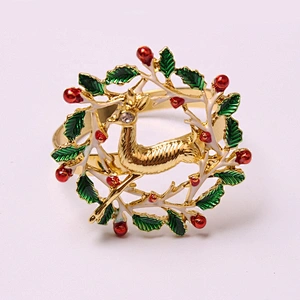 New Arrivals Multicolor Rhinestone Wreath Shaped Cheap Handmade Christmas Napkin Rings