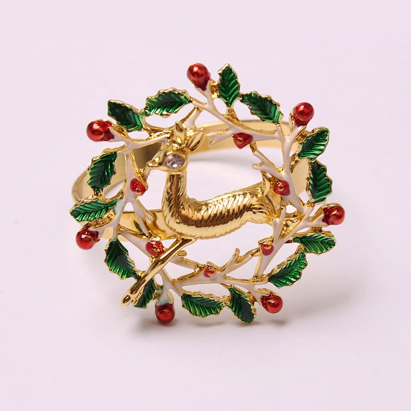 New Arrivals Multicolor Rhinestone Wreath Shaped Cheap Handmade Christmas Napkin Rings