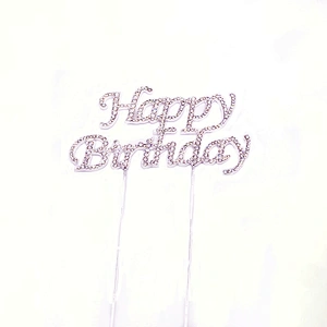 Bling Cake Topper Happy Birthday crystal Topper Birthday Party Cake Decoration