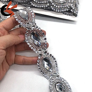 beautiful clear crystal rhinestone iron on fancy tape trimming