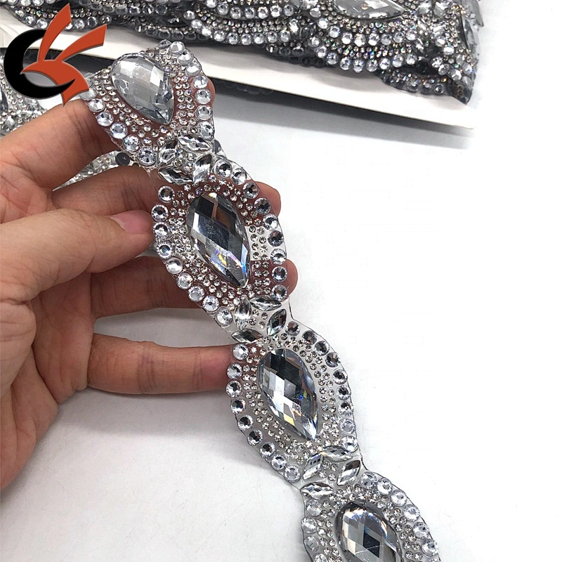 beautiful clear crystal rhinestone iron on fancy tape trimming
