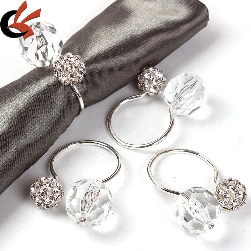 Making wholesale bulk factory outlet metal wire disposable gold crystal glass beads napkin rings