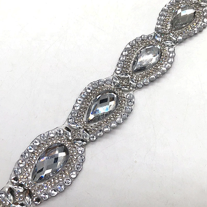 Fashion Sewing Trim Hot Fix Resin Rhinestone Ribbon crystal chain for Dresses Shoes decoration