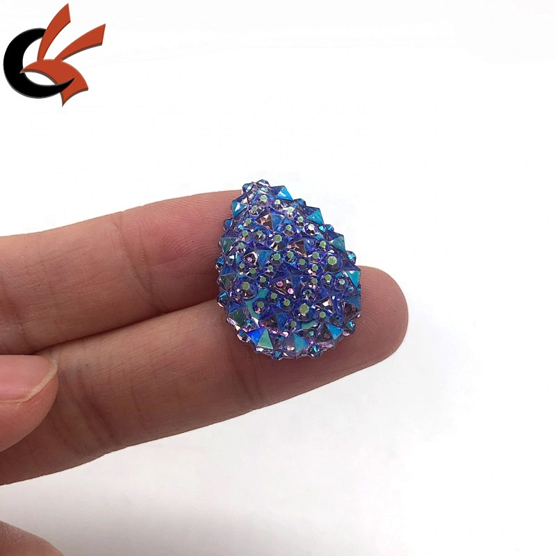 Crystal AB 18x28mm Flatback Resin Dotted teardrop Rhinestone Cabochon Gems