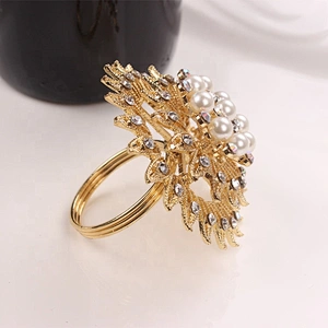 hot selling wedding table decoration crystal jewelry rhinestone gold silver plated napkin ring
