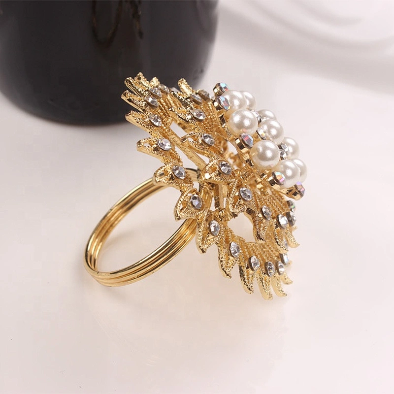 hot selling wedding table decoration crystal jewelry rhinestone gold silver plated napkin ring