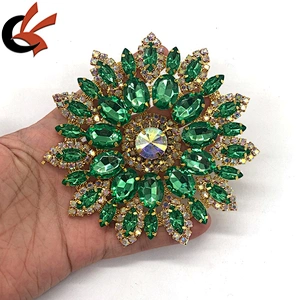 Flower Color Crystal AB Rhinestone Applique silver Gold Costume Dress sew on
