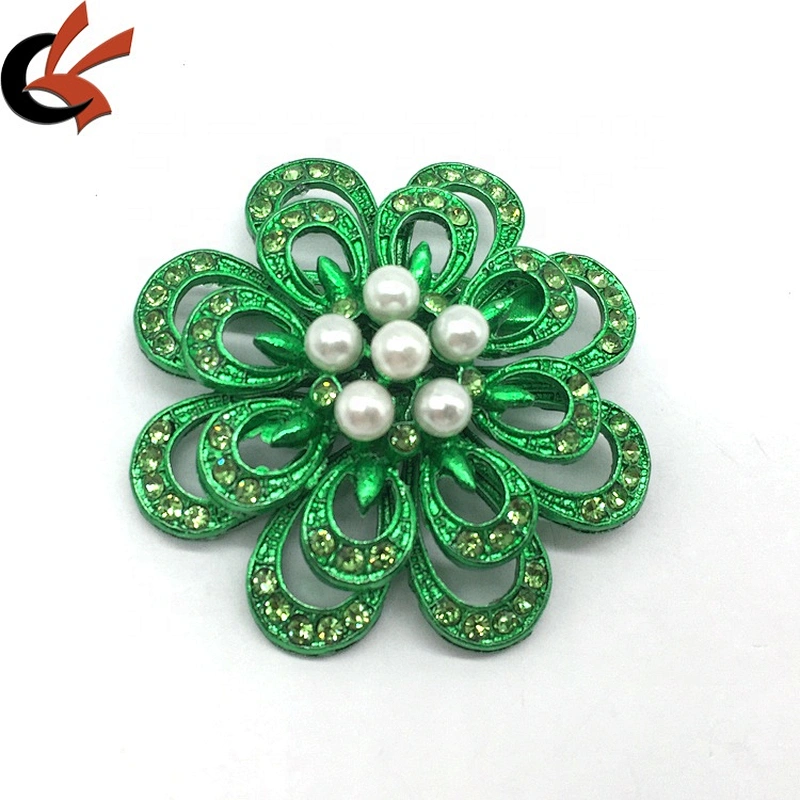 DIY Making Colored Metal Setting Imitated Pearl Rhinestone Crystal Flower Brooches Pins Wedding Bouquet Brooches