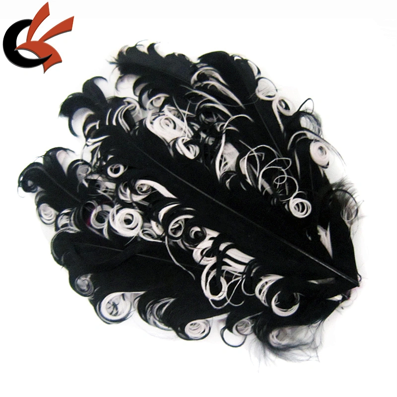 Red on black color  curly goose feather pad for baby headband