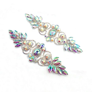 In Stock Making Costume Embellished Headband Flower Rhinestone Crystal Beaded Applique For Women Dress