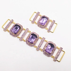 Fashion Diamante Full Crystal Big Lavender Jewelry Rhinestone Bikini Sets Top & Hip Swimwear Connector