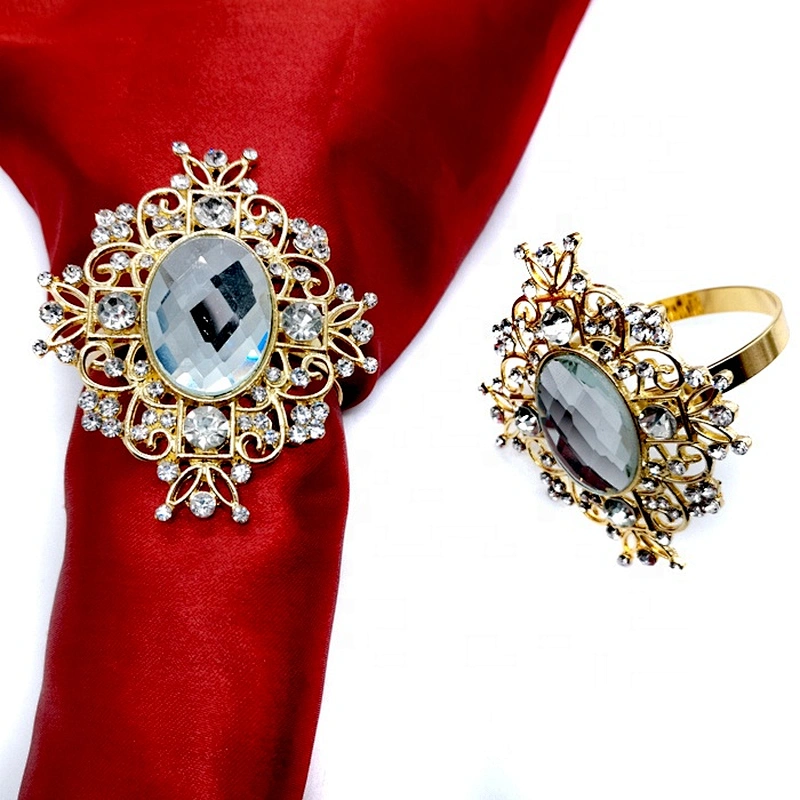 2020 Wholesale Gold alloy rhinestone Napkin Ring for Table Decoration