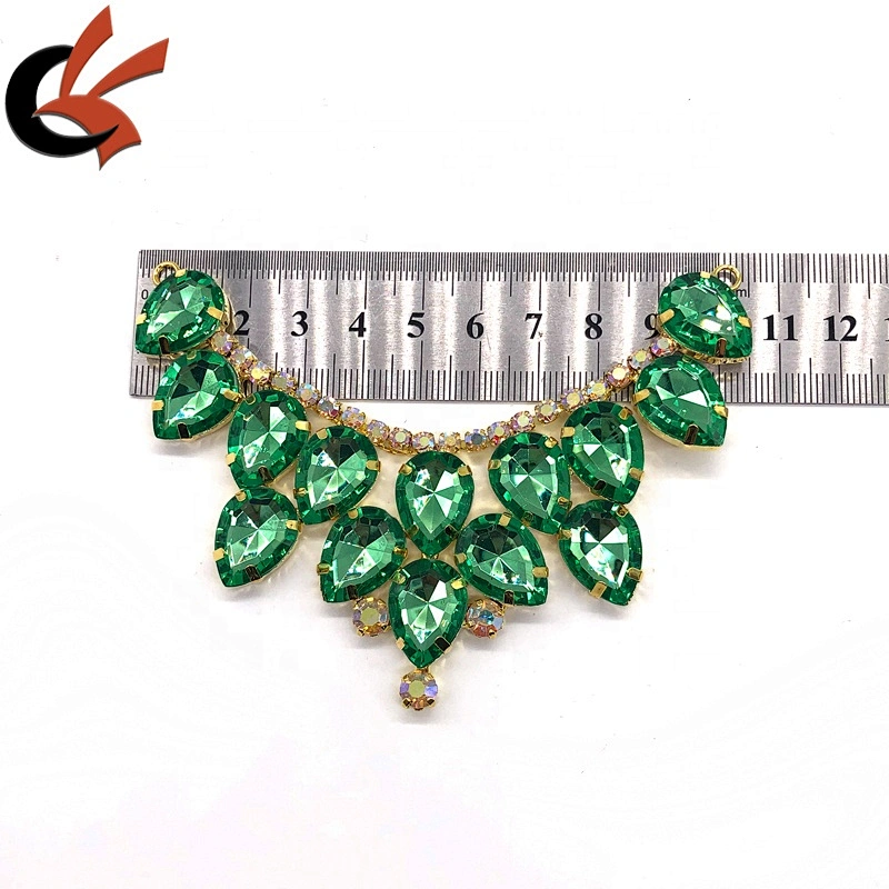 Factory Making New Design Green Rhinestone Bikini Connectors Rhinestone Metal Chain Connector