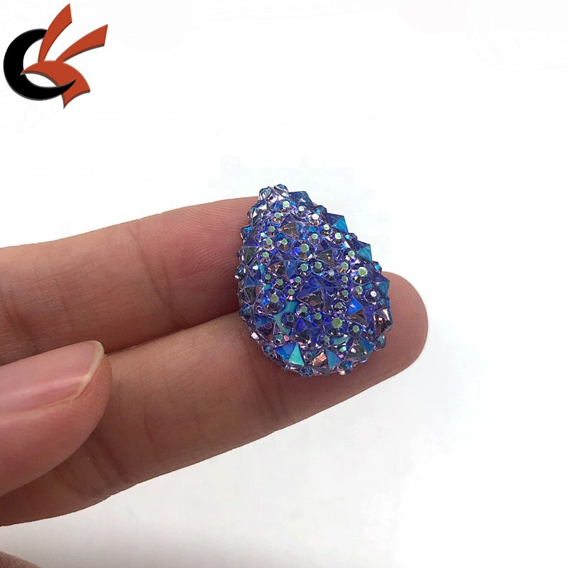 Crystal AB 18x28mm Flatback Resin Dotted teardrop Rhinestone Cabochon Gems