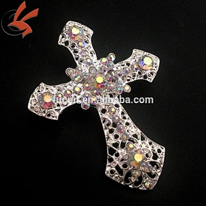 Vintage Rhinestone Christian Cross Brooch or Pin