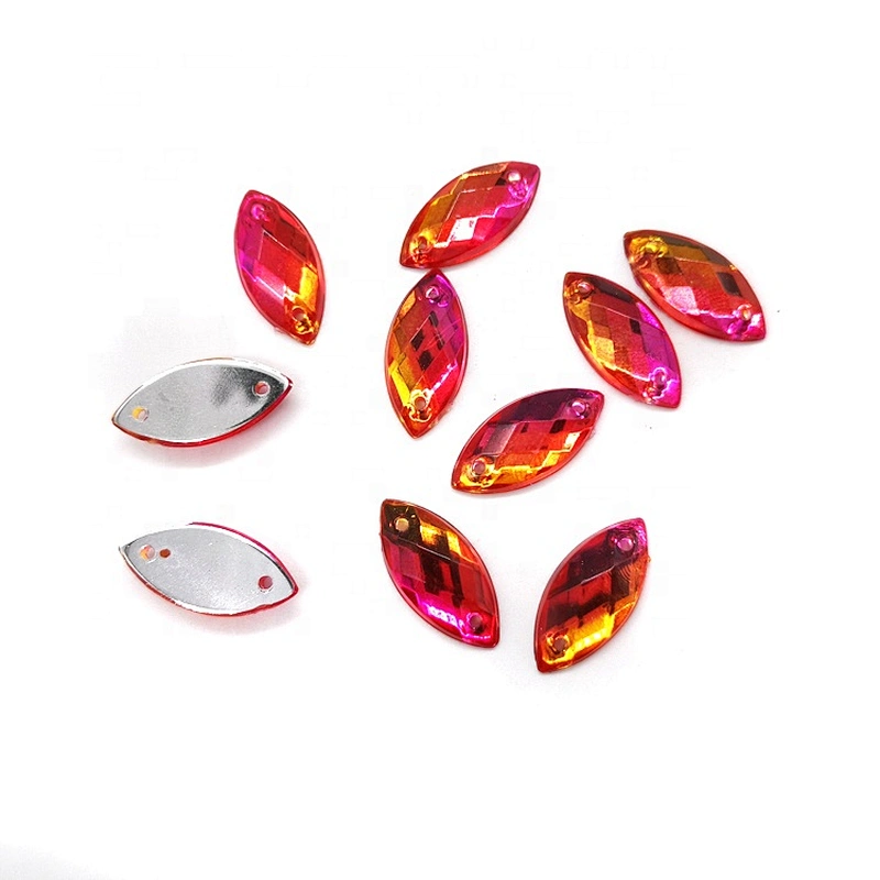 In Stock Flatback embellishments Sew on Gradient Jewelry acrylic stone  for Garment decoration