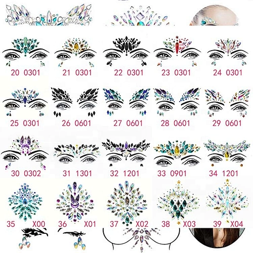 Latest design Eco-friendly DIY Diamond Face Sticker Rhinestone Stickers Body Gems Temporary Tattoo Sticker