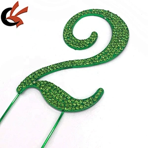 Fashion shining green metal base with green diamante decorative numbers rhinestone cake topper for birthday cake