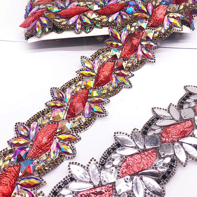 World Carnival costume decoration manufacturer red ab  rhinestone  trim