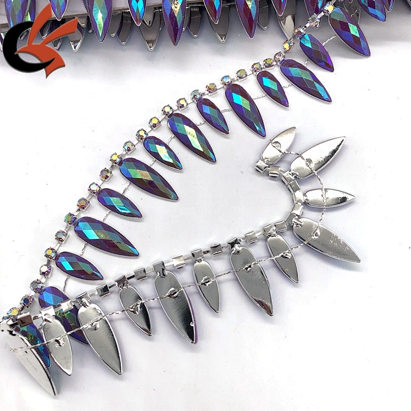 Fancy Drops tassel trimming shining AB colors rhinestone chain trimming