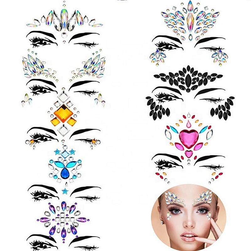 Custom Sparkle Newest adhesive face Jewels and body crystal stickers
