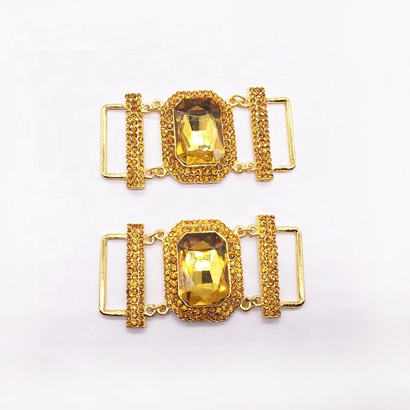 High Quality Custom Rose Gold Jewelry Crystal Belt Bikini Hardware Buckle Connector For Swimwear Suit