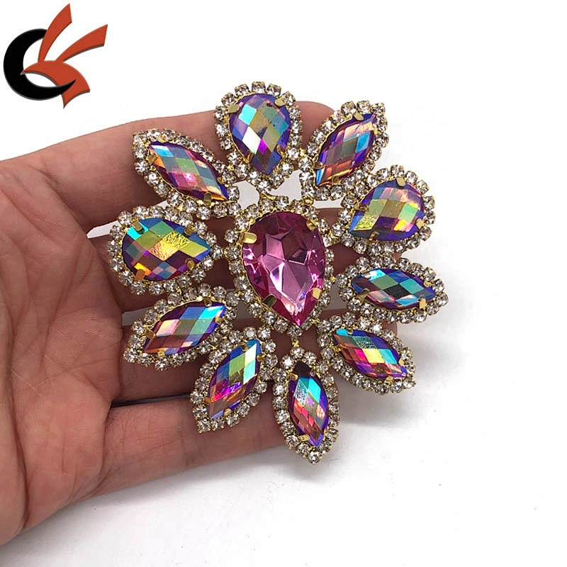 Gorgeous pink AB crystal rhinestone ornament for dress decoration