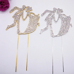 New Design sparkle couple rhinestone wedding cake topper for cake decoration