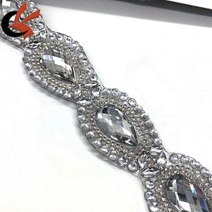 beautiful clear crystal rhinestone iron on fancy tape trimming